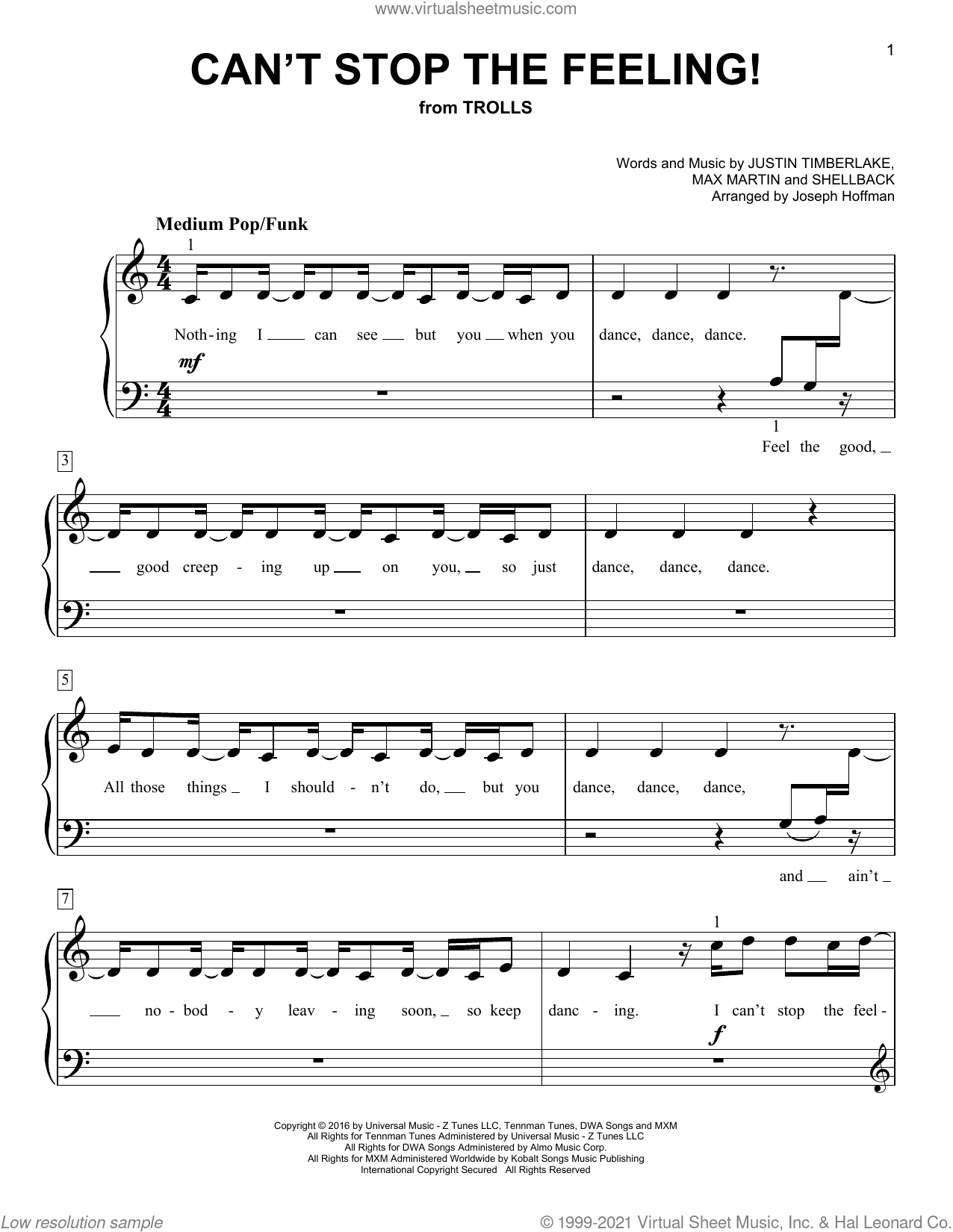 Can't Stop The Feeling! (from Trolls) (arr. Joseph Hoffman)