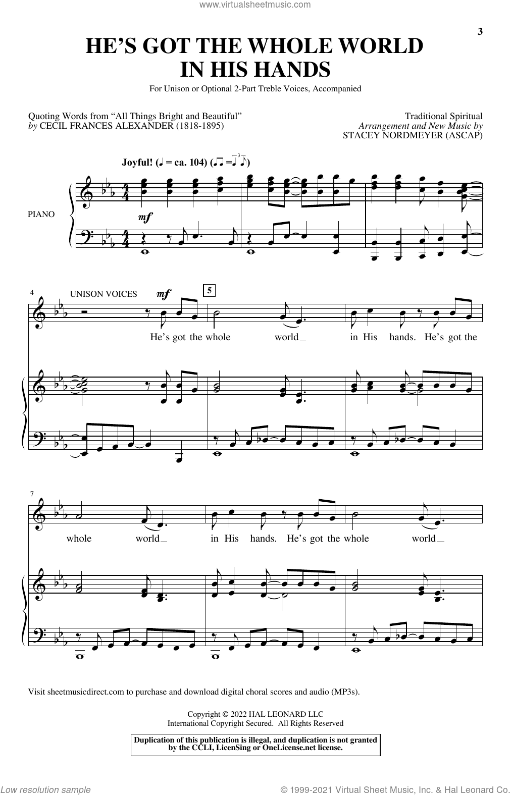 He's Got The Whole World In His Hands (arr. Stacey Nordmeyer)