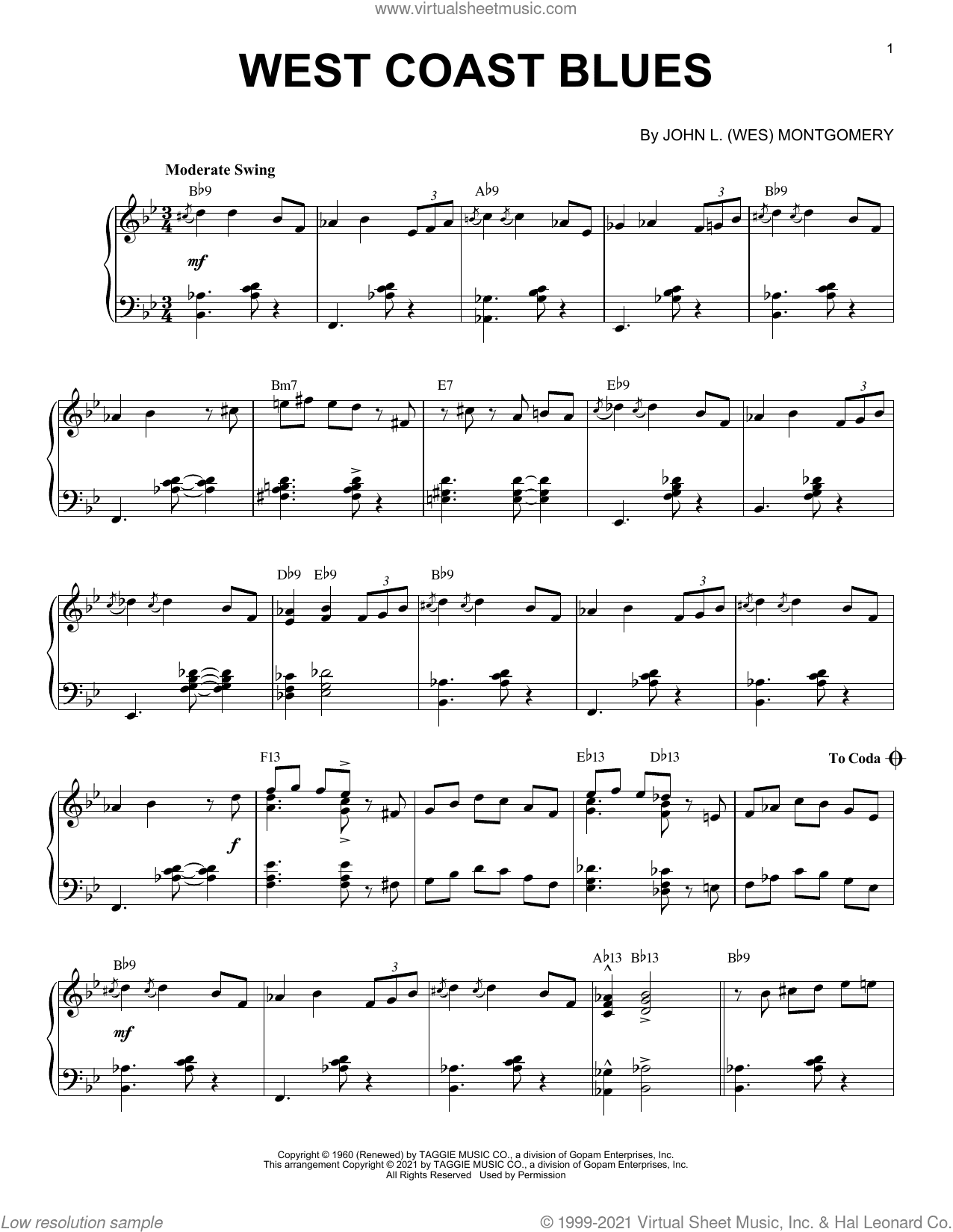 West Coast Blues [Jazz version] (arr. Brent Edstrom)