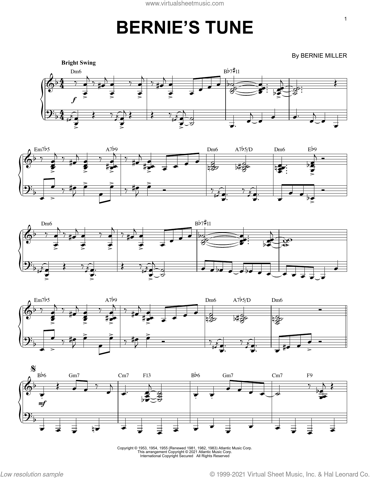 Bernie's Tune [Jazz version] (arr. Brent Edstrom)