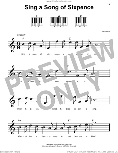 Sing A Song Of Sixpence, (beginner)
