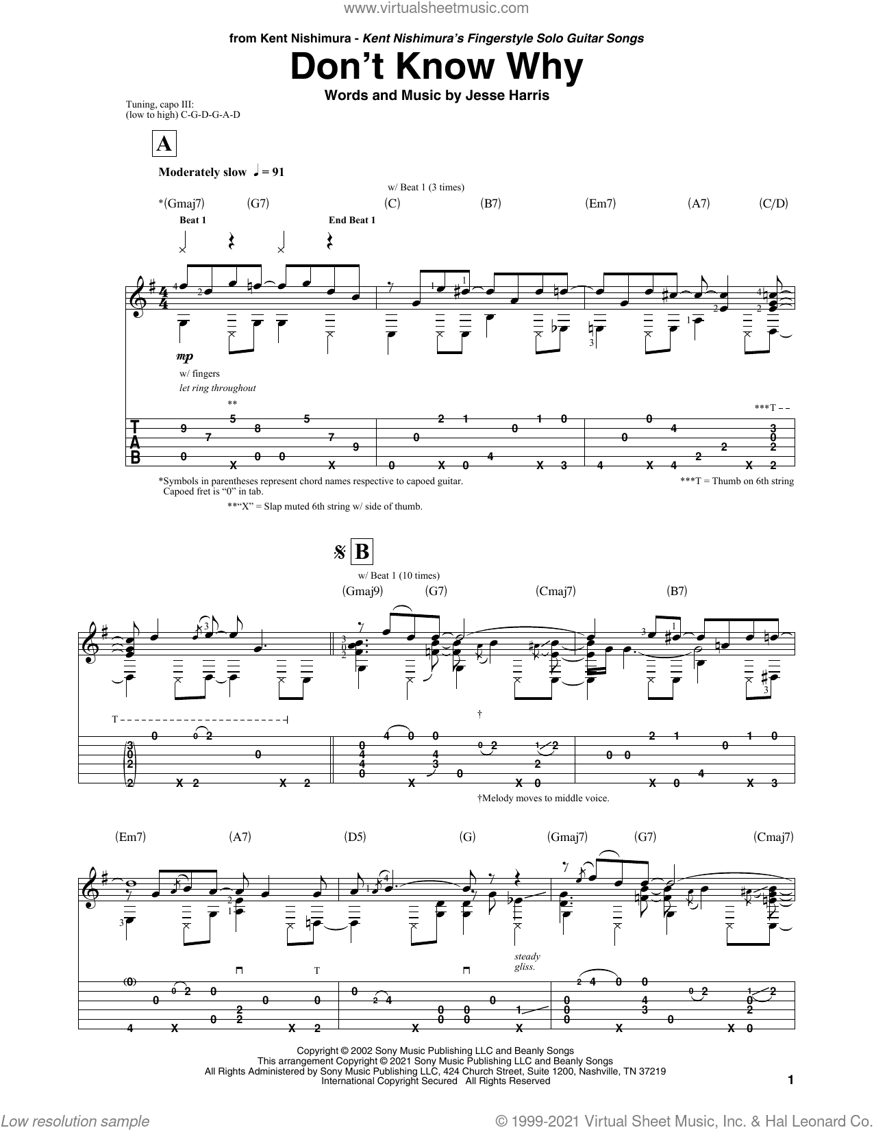 Don't Know Why (arr. Kent Nishimura)