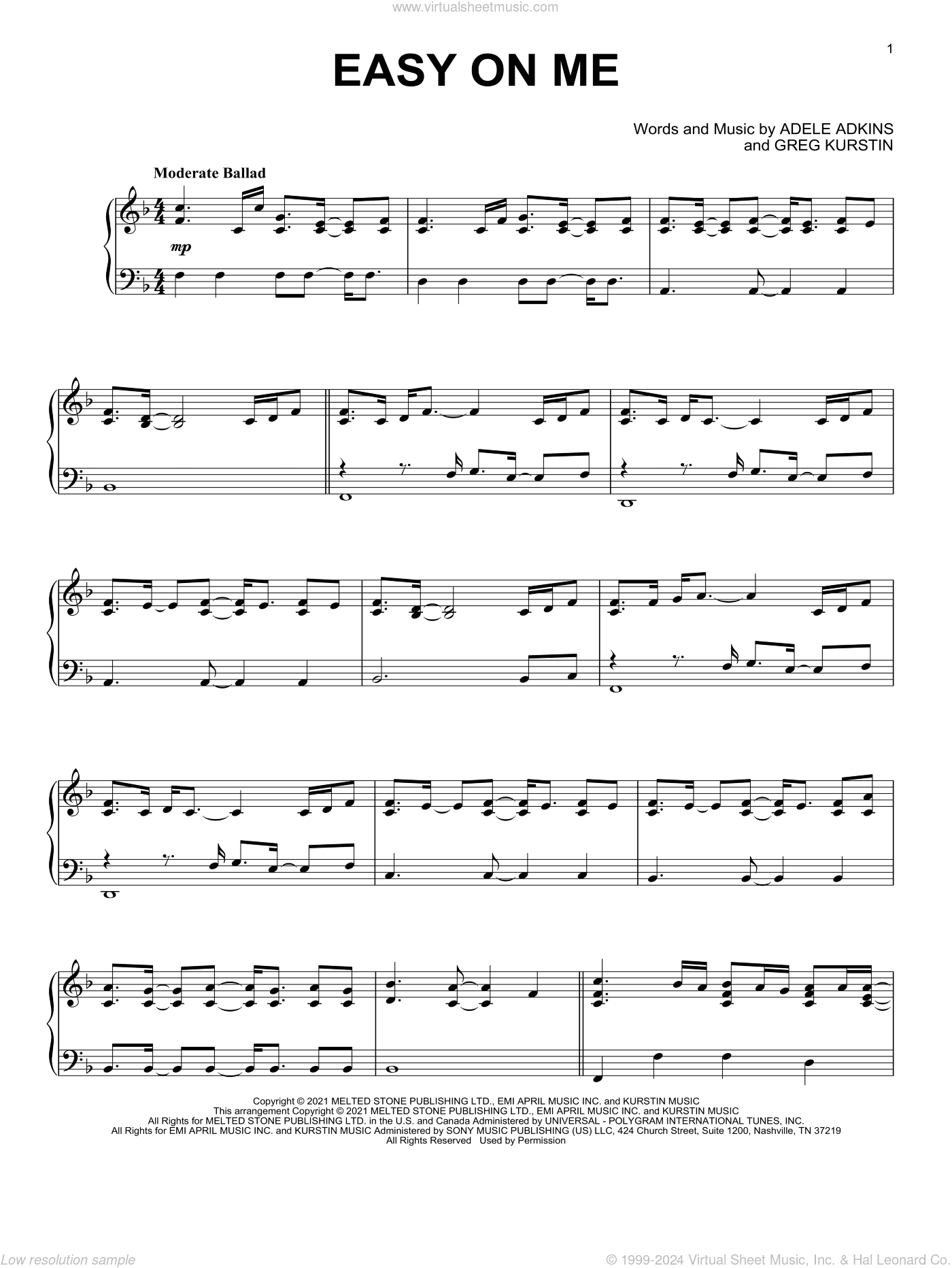 Easy On Me, (intermediate)