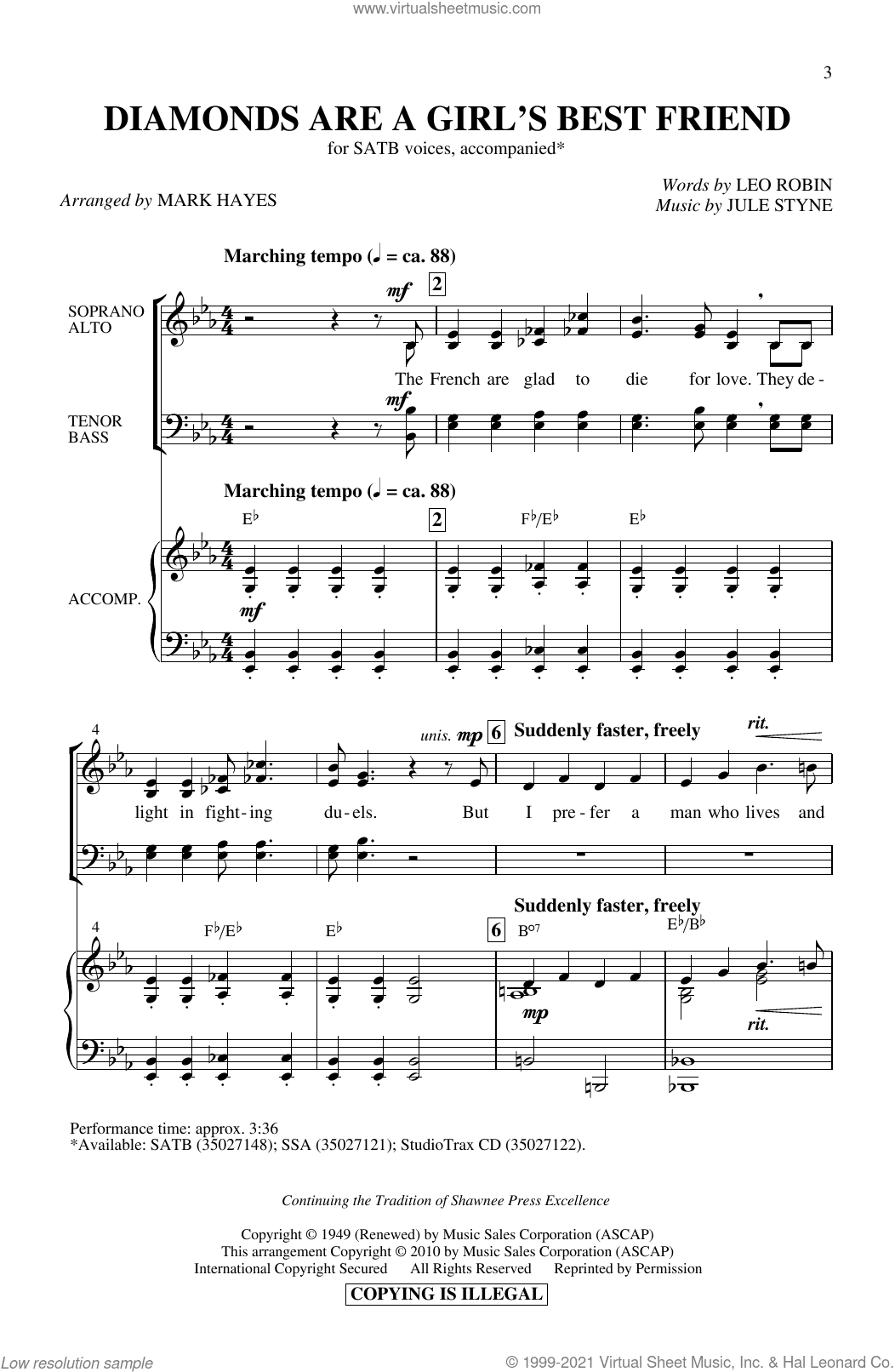 Diamonds Are A Girl's Best Friend (arr. Mark Hayes)