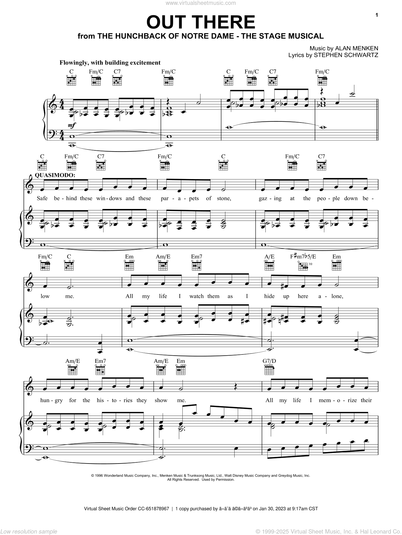 Out There (from The Hunchback Of Notre Dame: A New Musical)