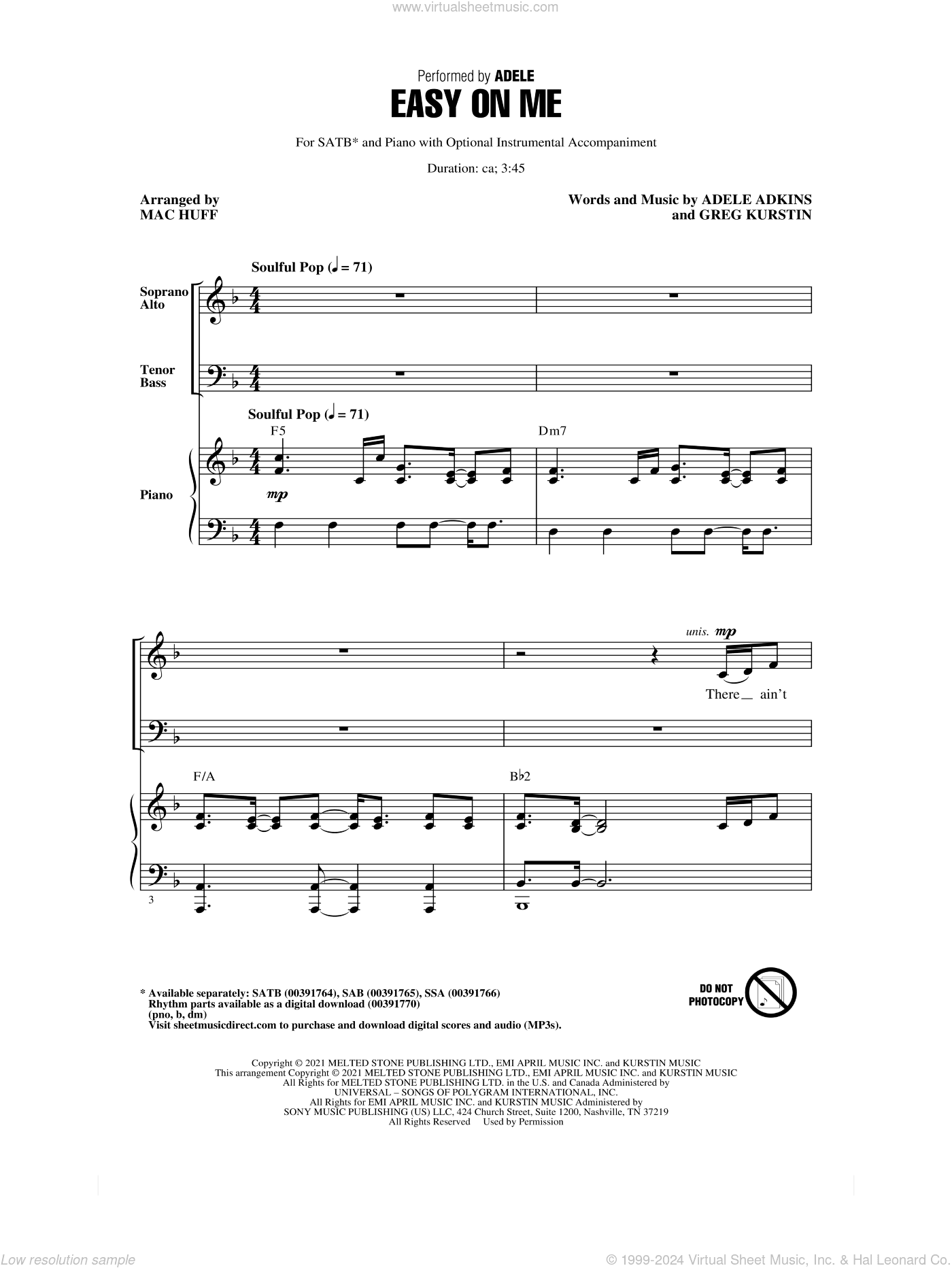 Easy On Me (arr. Mac Huff)
