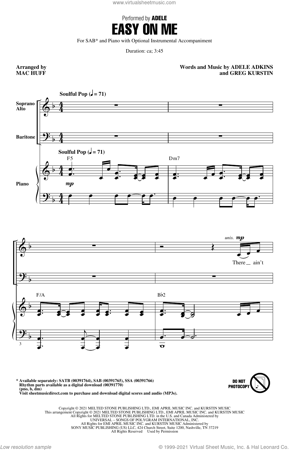 Easy On Me (arr. Mac Huff)