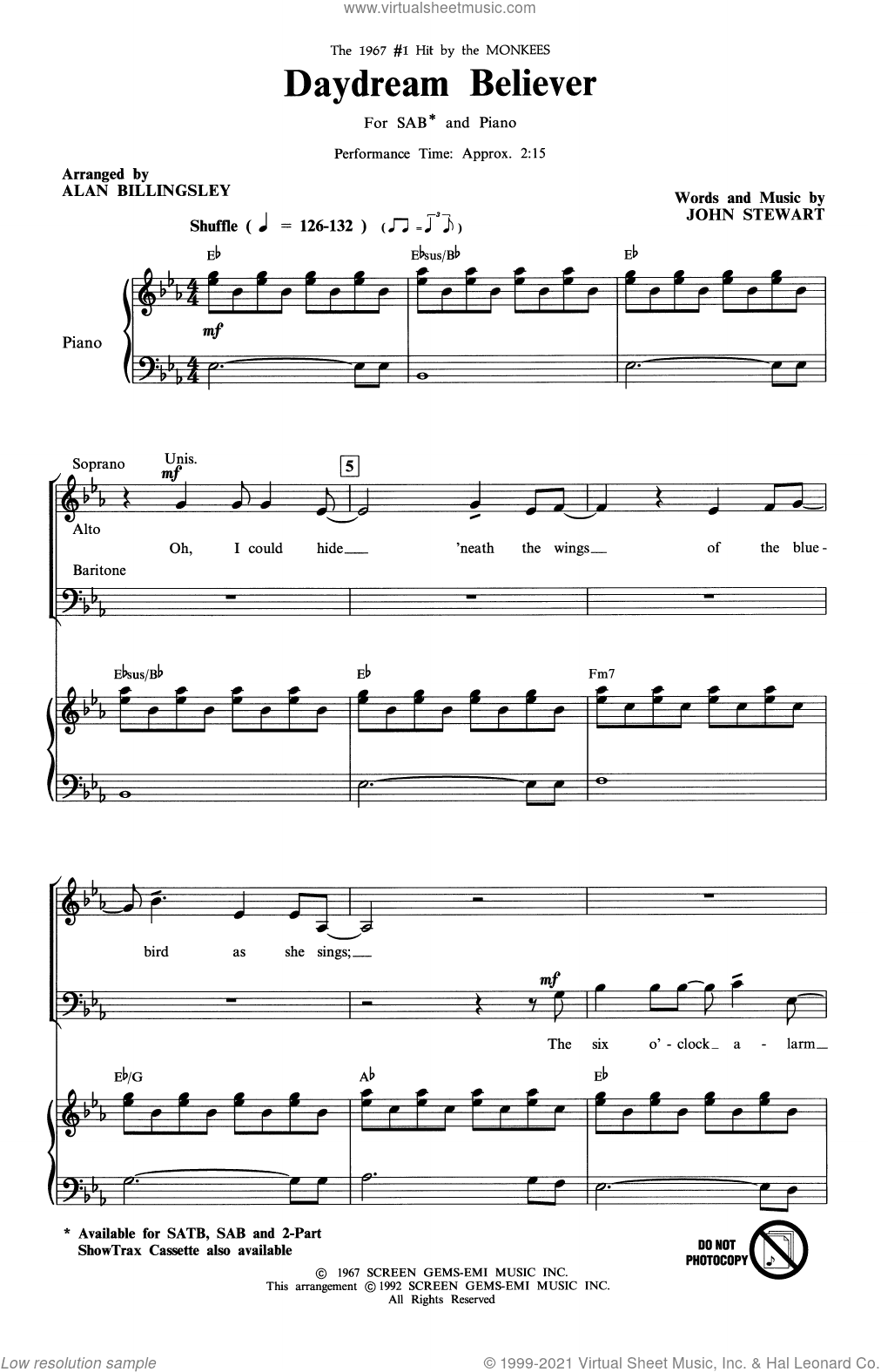 Daydream Believer (arr. Alan Billingsley)