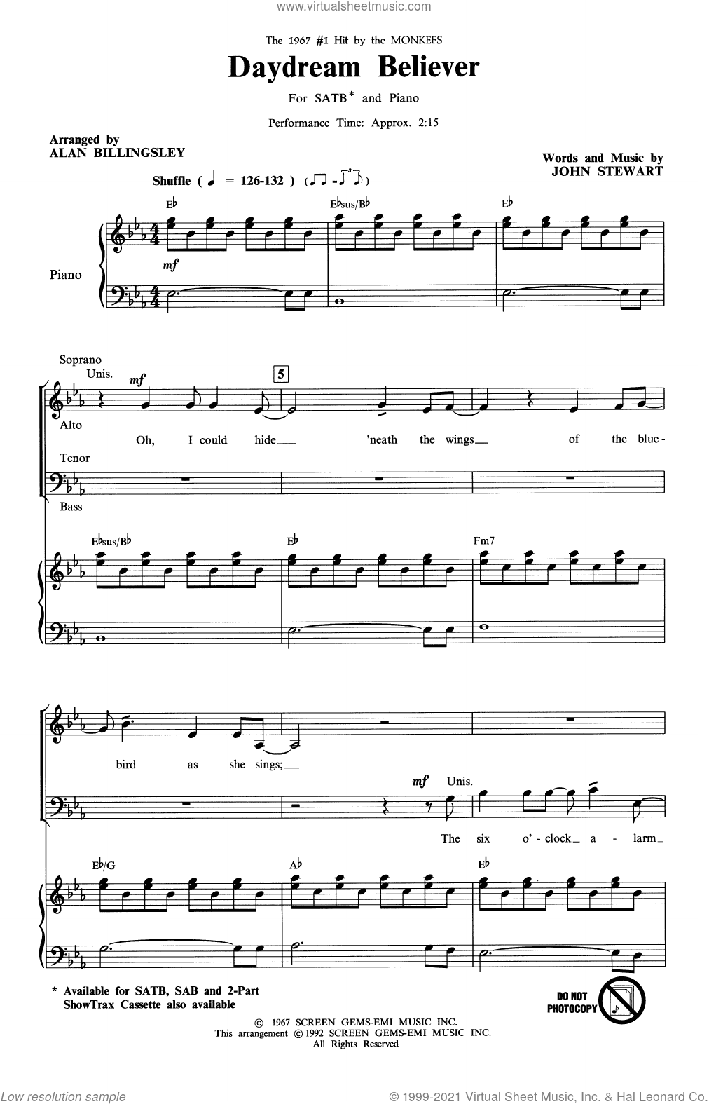 Daydream Believer (arr. Alan Billingsley)