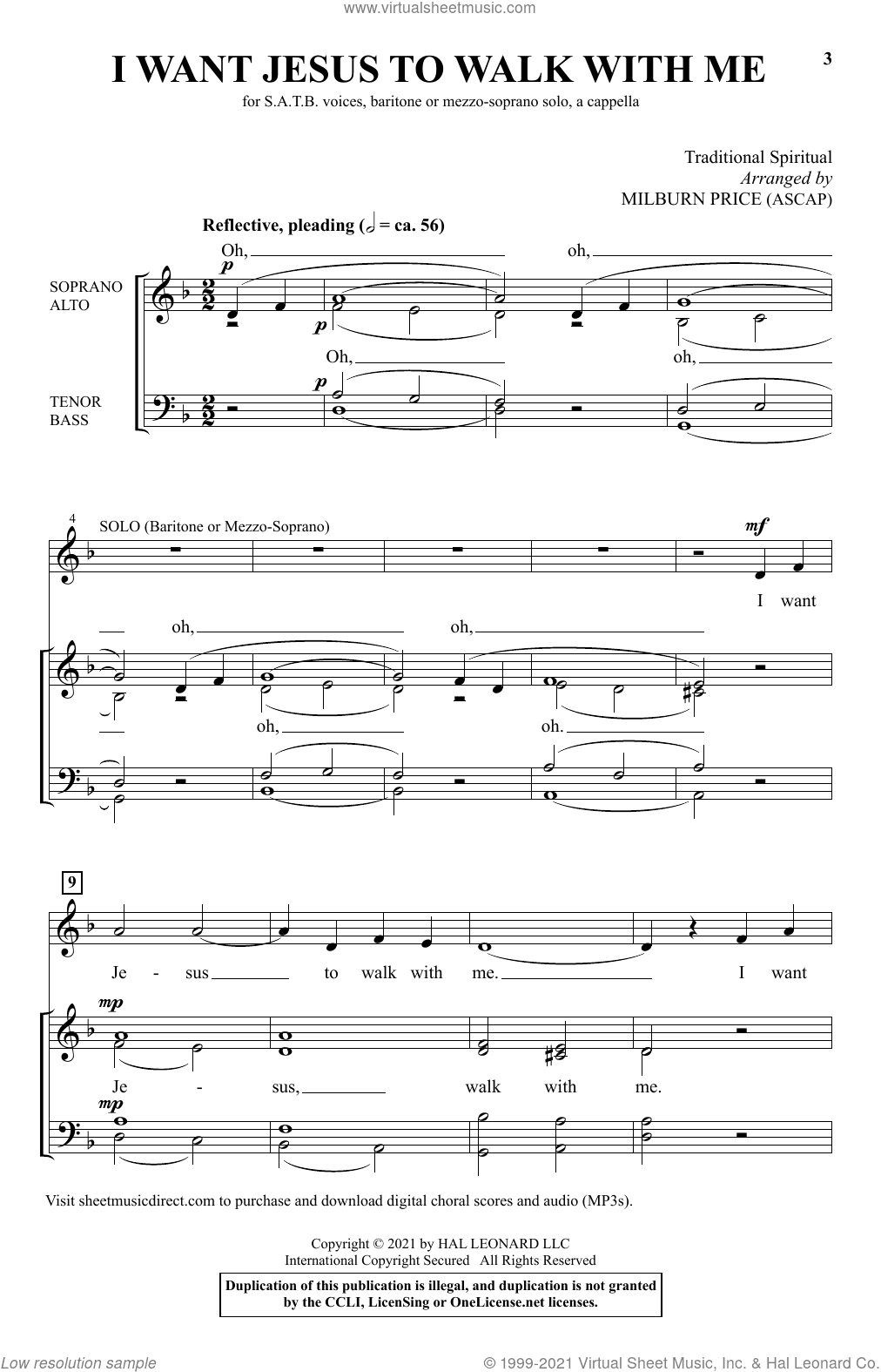 I Want Jesus To Walk With Me (arr. Milburn Price)