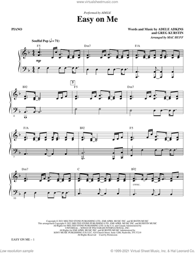 Easy On Me (arr. Mac Huff) (complete set of parts)