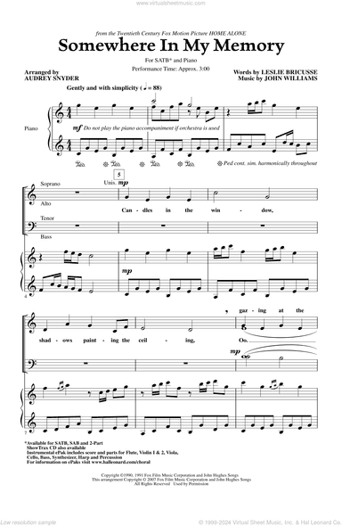 Somewhere In My Memory (from Home Alone) (arr. Audrey Snyder)