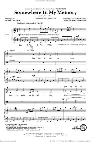 Somewhere In My Memory (from Home Alone) (arr. Audrey Snyder)