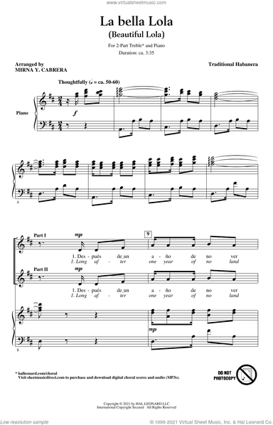 La Bella Lola (Beautiful Lola) (arr. Mirna Y. Cabrera)