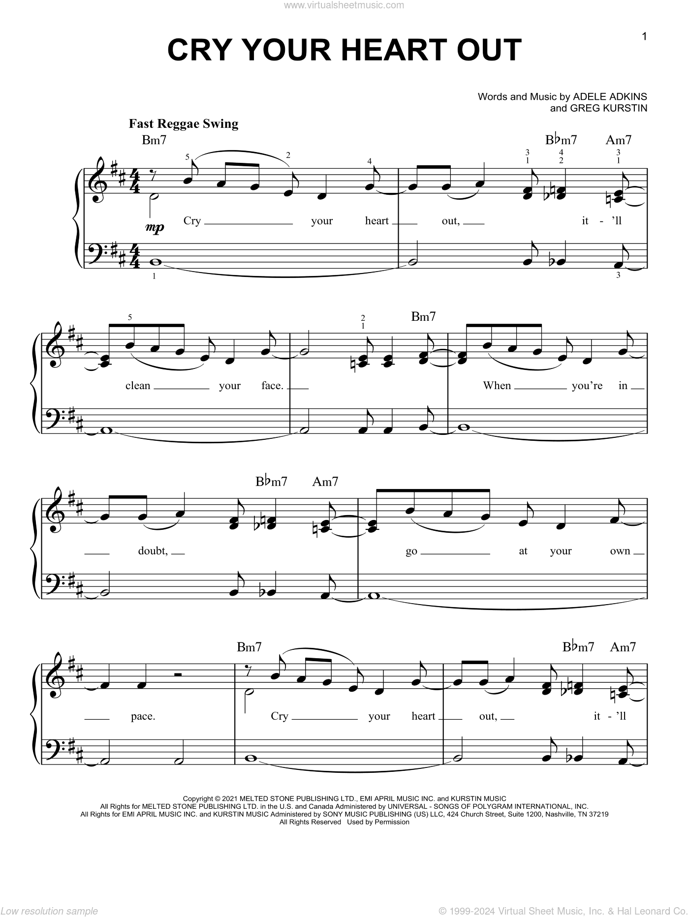 Cry Your Heart Out, (easy)