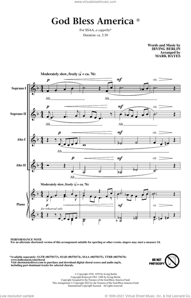 God Bless America (arr. Mark Hayes)