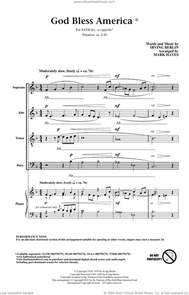 God Bless America (arr. Mark Hayes)