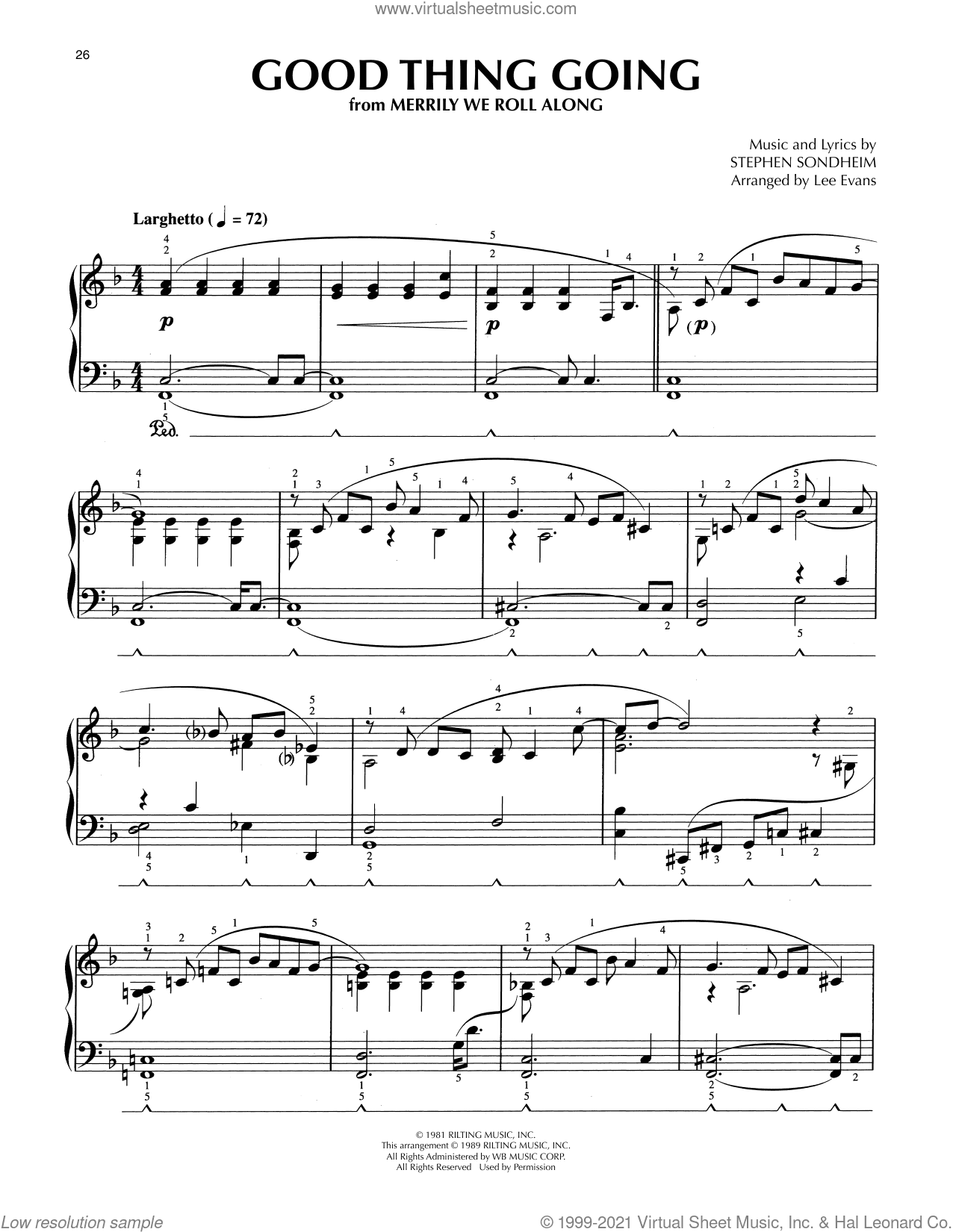 Good Thing Going (from Merrily We Roll Along) (arr. Lee Evans)