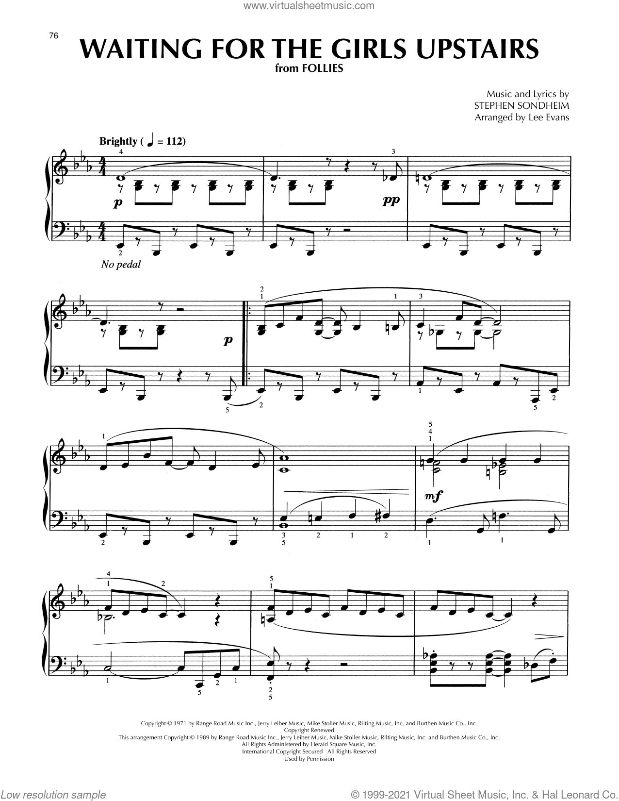 Waiting For The Girls Upstairs (from Follies) (arr. Lee Evans)