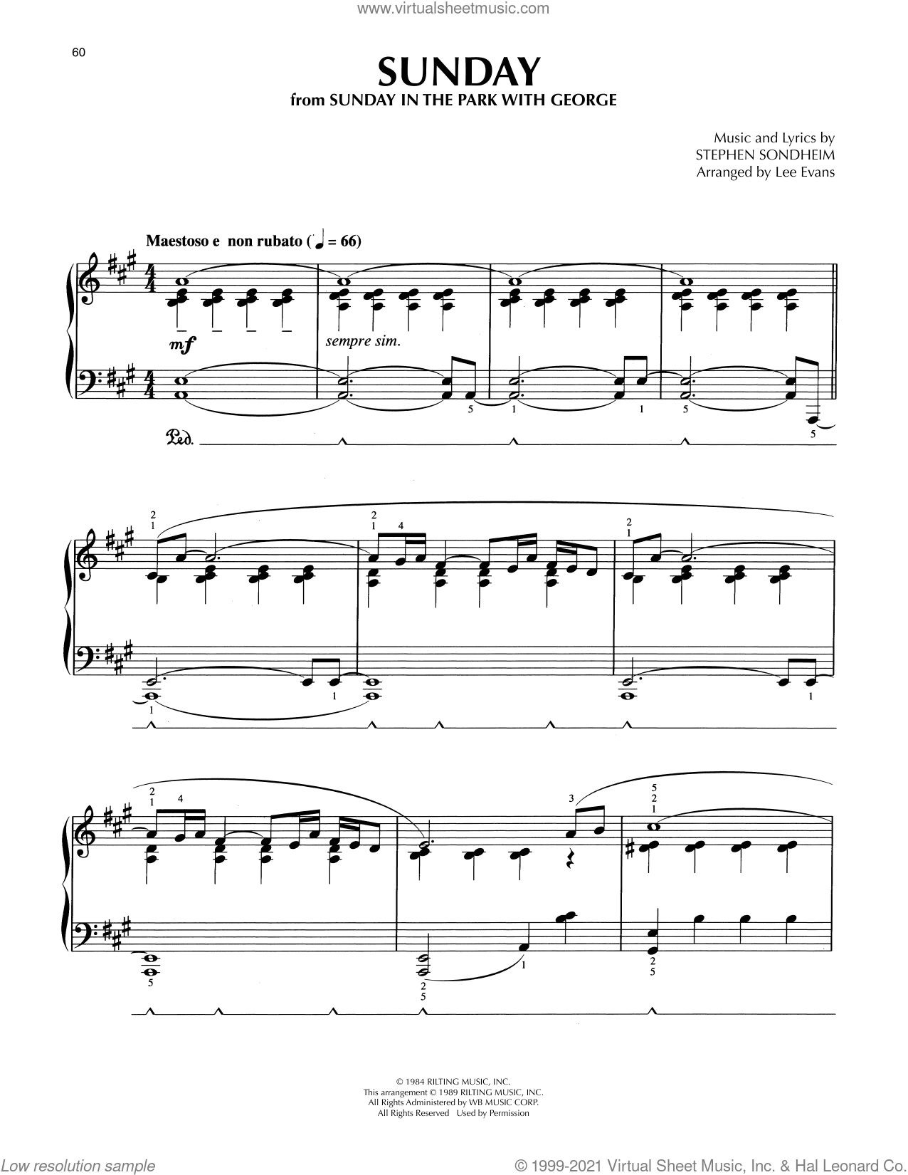 Sunday (from Sunday In The Park With George) (arr. Lee Evans)
