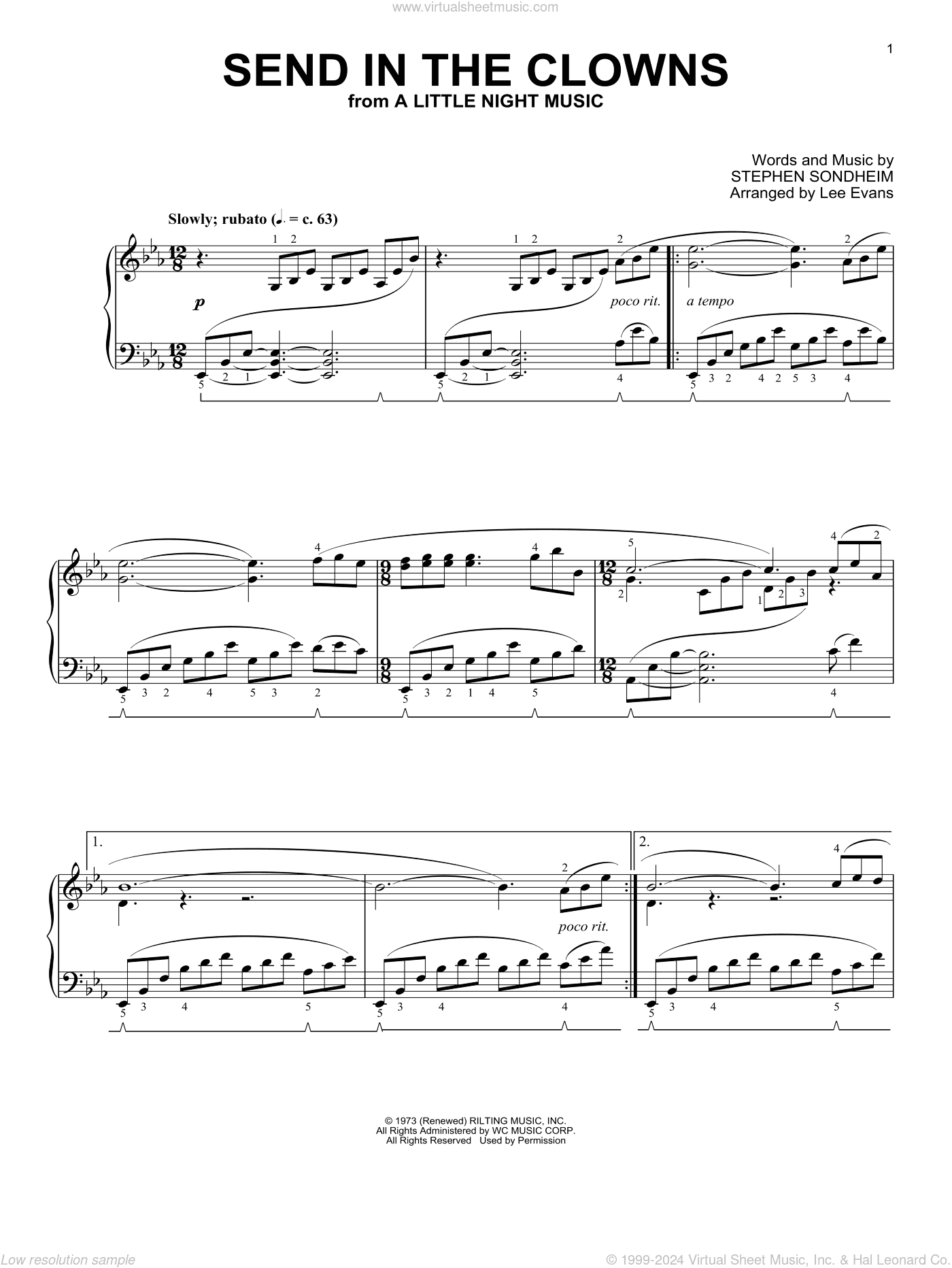 Send In The Clowns (from A Little Night Music) (arr. Lee Evans)