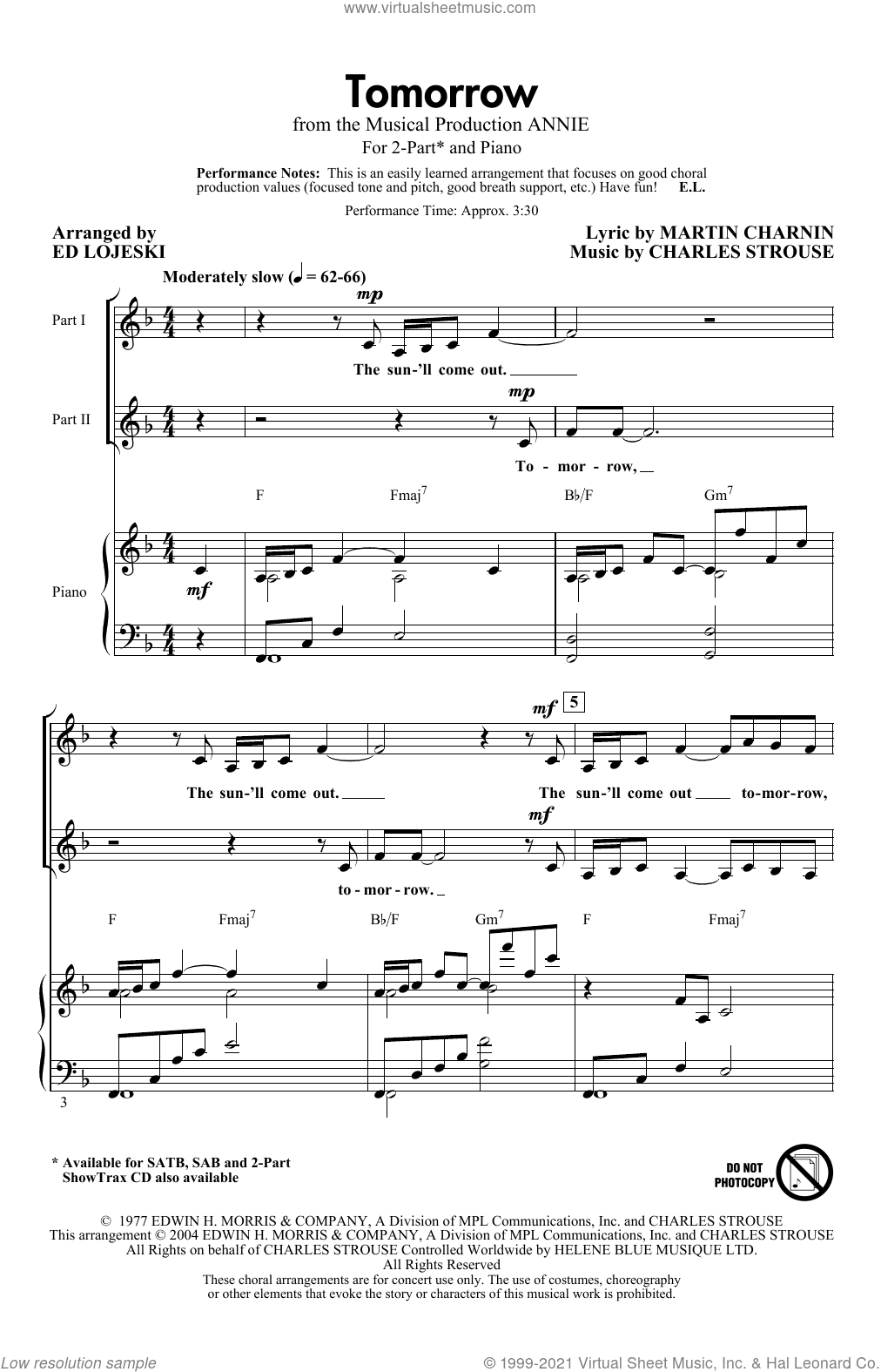 Tomorrow (from Annie) (arr. Ed Lojeski)