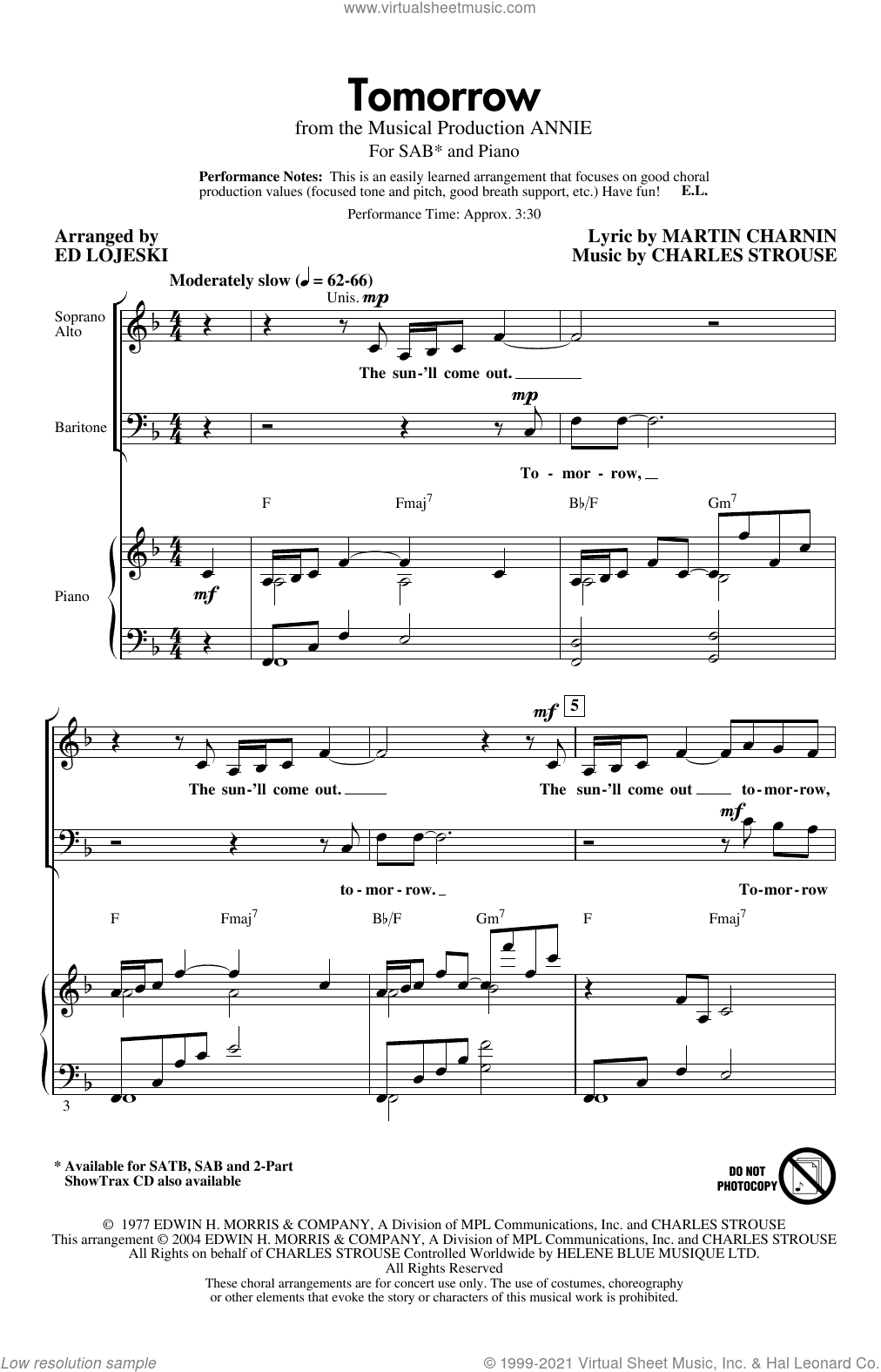 Tomorrow (from Annie) (arr. Ed Lojeski)