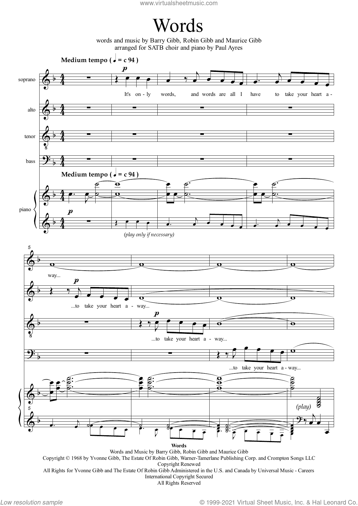 Words (arr. Paul Ayres)