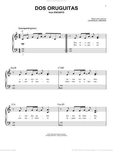 Dos Oruguitas (from Encanto), (easy)