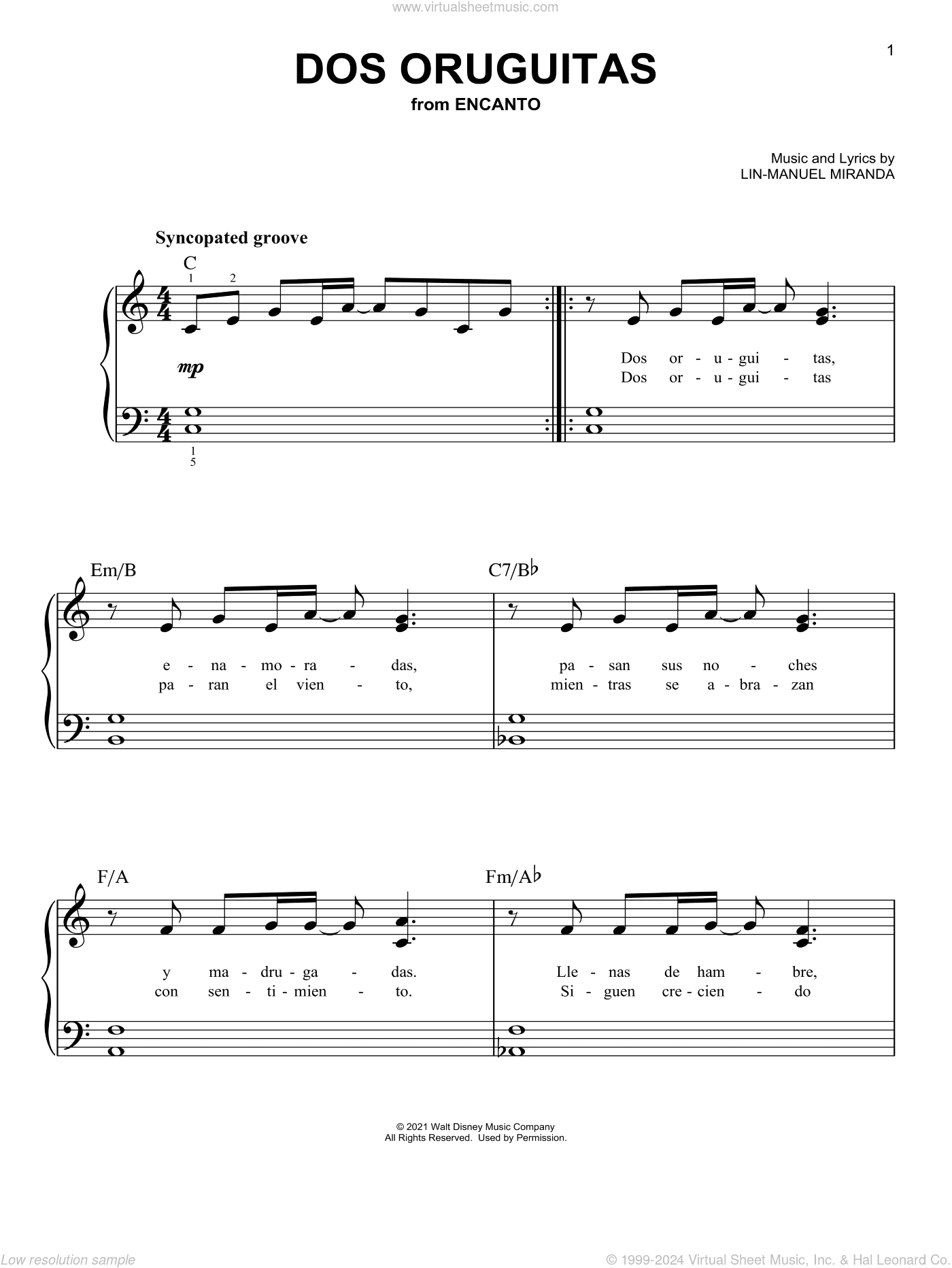 Dos Oruguitas (from Encanto), (easy)
