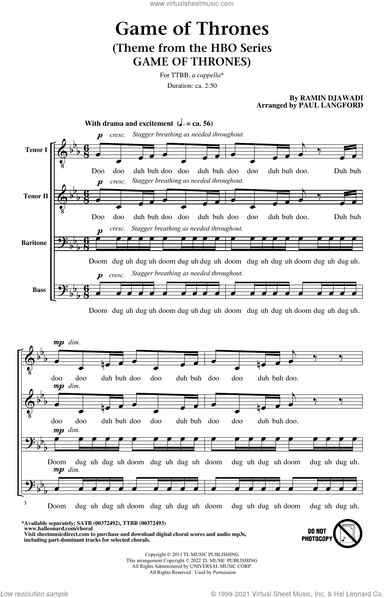 Game Of Thrones (arr. Paul Langford)