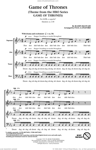 Game Of Thrones (arr. Paul Langford)