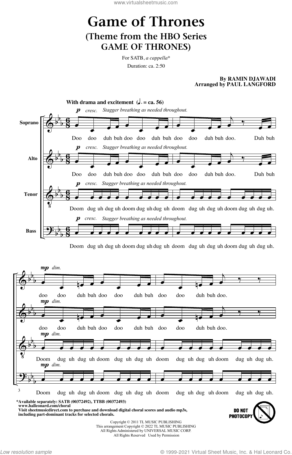 Game Of Thrones (arr. Paul Langford)