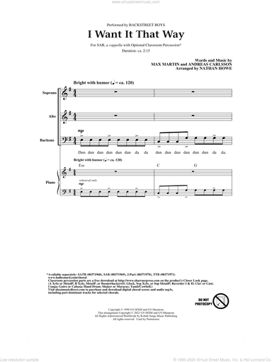 I Want It That Way (arr. Nathan Howe)