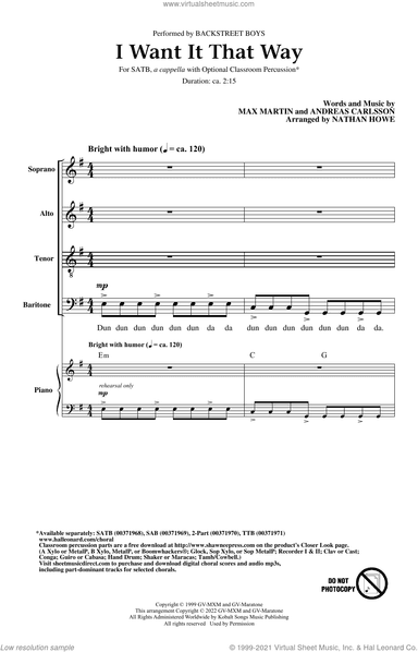 I Want It That Way (arr. Nathan Howe)