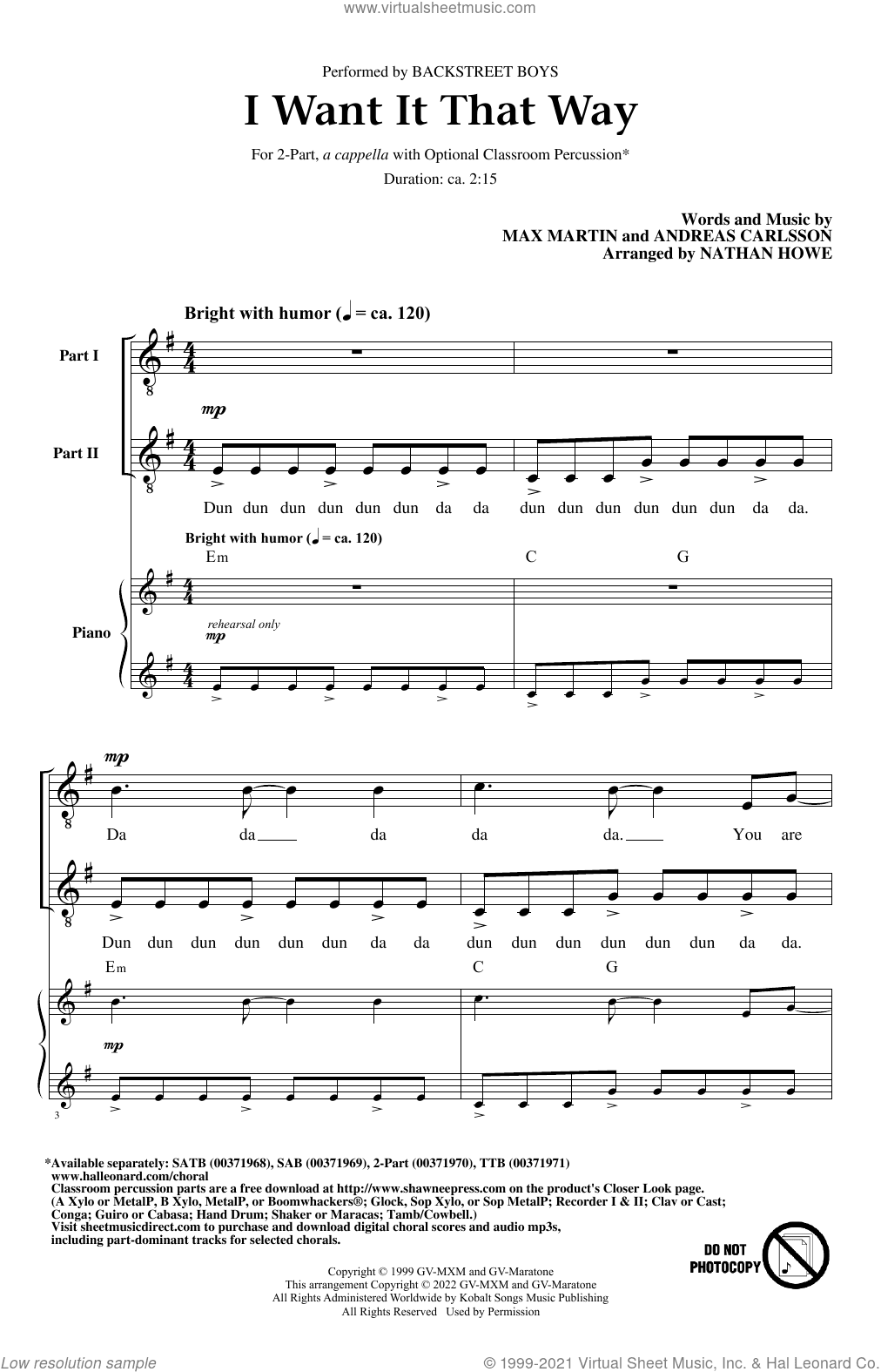 I Want It That Way (arr. Nathan Howe)