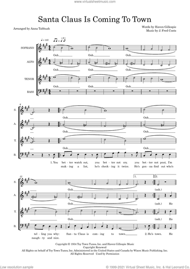 Santa Claus Is Coming To Town (arr. Anna Tabbush)