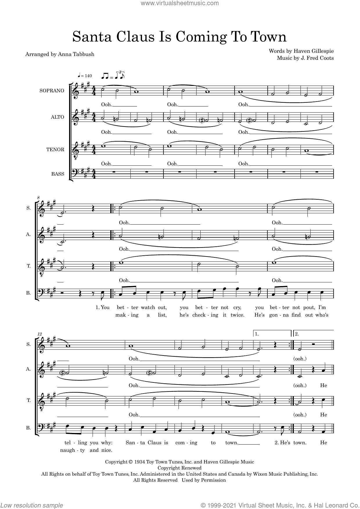 Santa Claus Is Coming To Town (arr. Anna Tabbush)