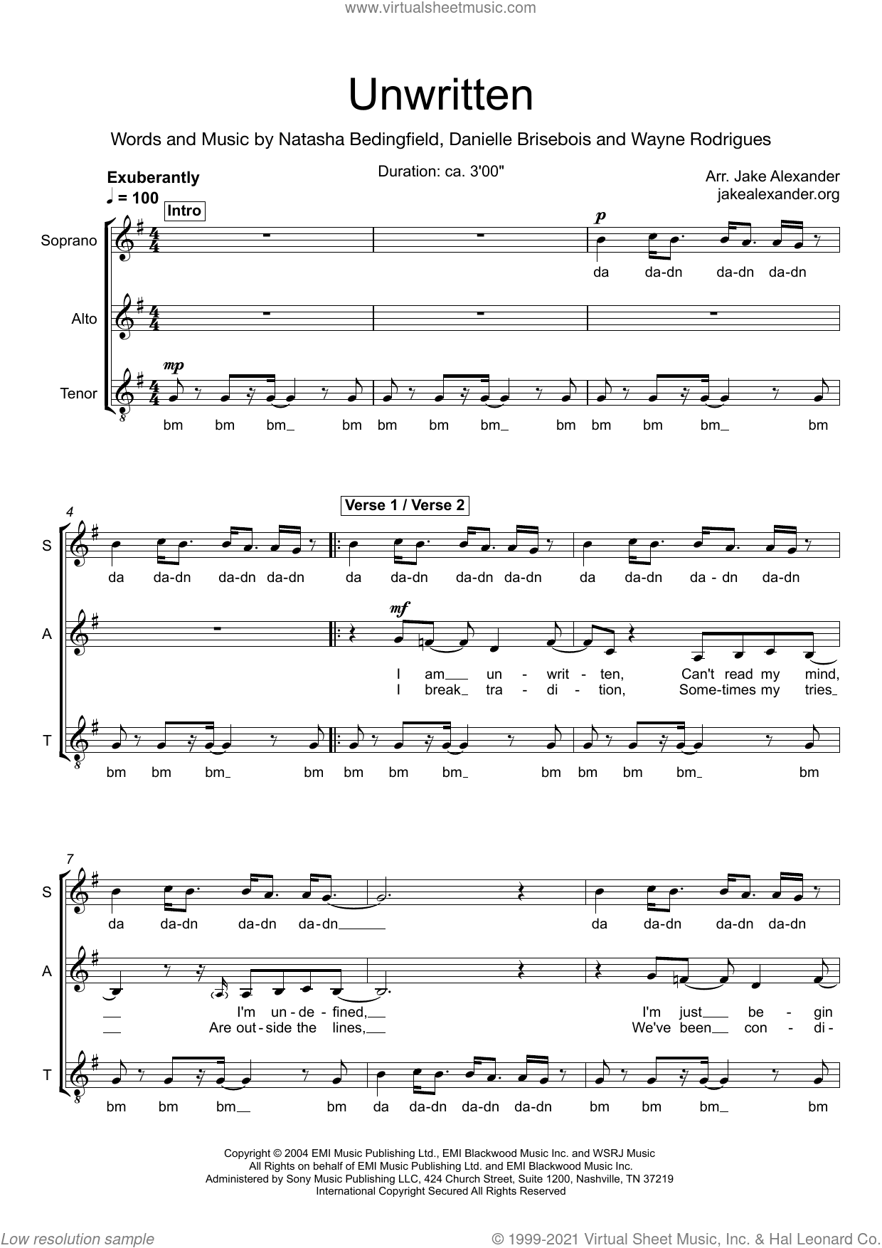 Unwritten (arr. Jake Alexander)