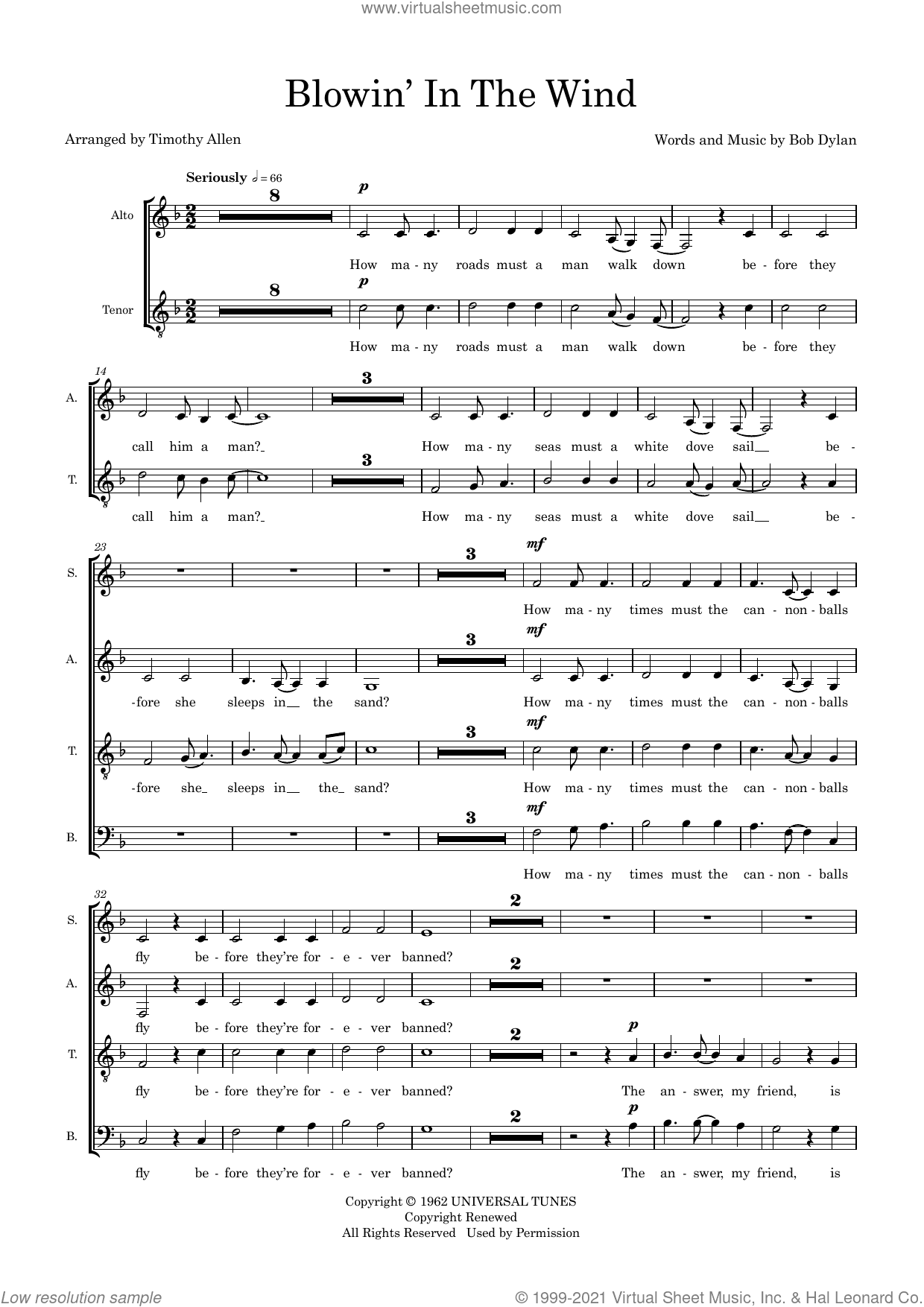 Blowin' In The Wind (arr. Tim Allen) (COMPLETE)