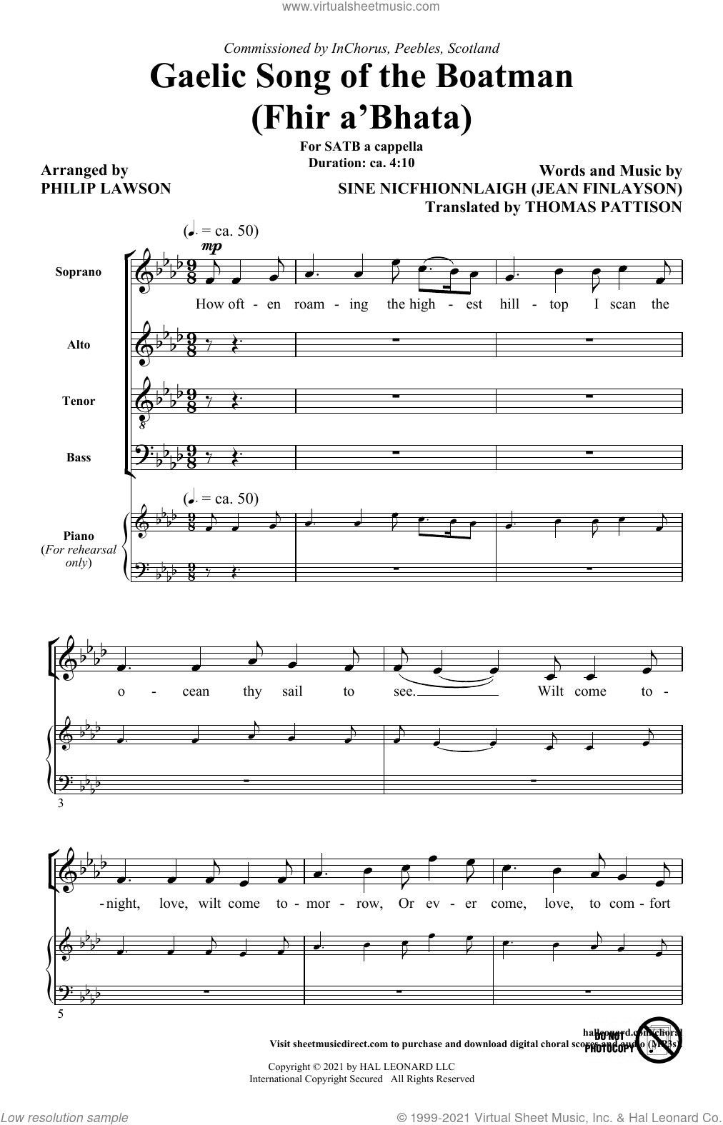Gaelic Song Of The Boatman (Fhir A'bhata) (arr. Philip Lawson)