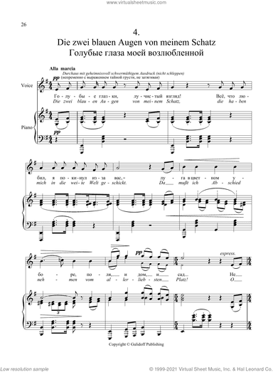 4 Songs "Journeyman": 4. Die zwei blauen Augen von meinem Schatz from the Lieder eines fahrenden Ges