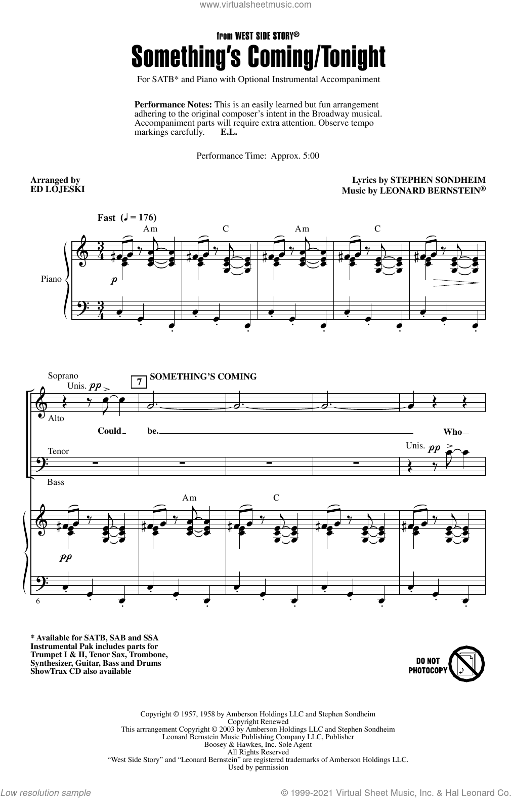 Something's Coming/Tonight (from West Side Story) (arr. Ed Lojeski)