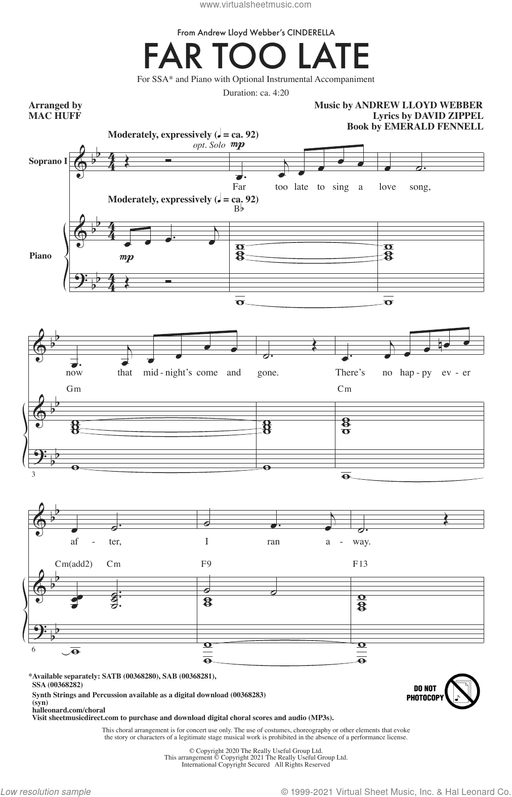 Far Too Late (from Cinderella) (arr. Mac Huff)