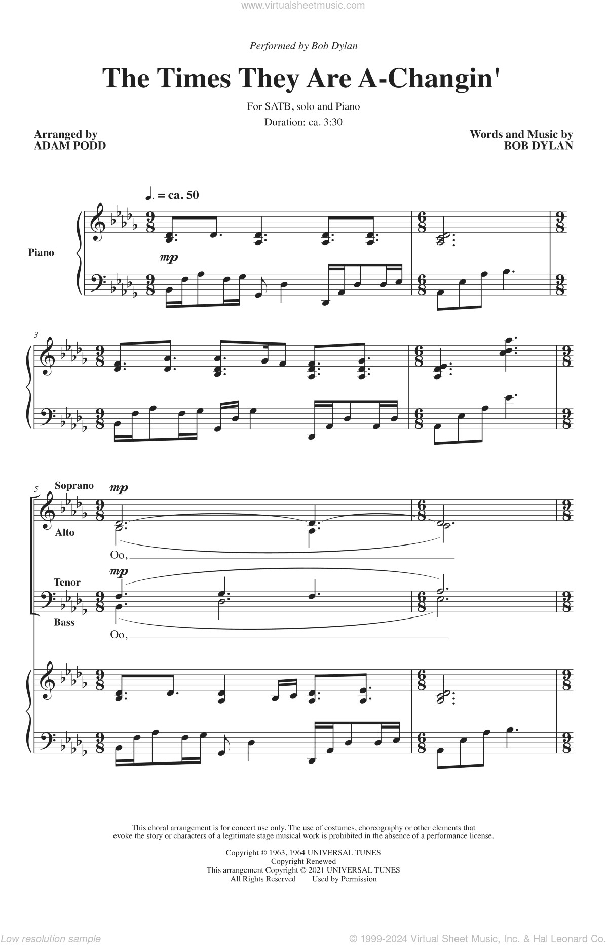 The Times They Are A-Changin' (arr. Adam Podd)