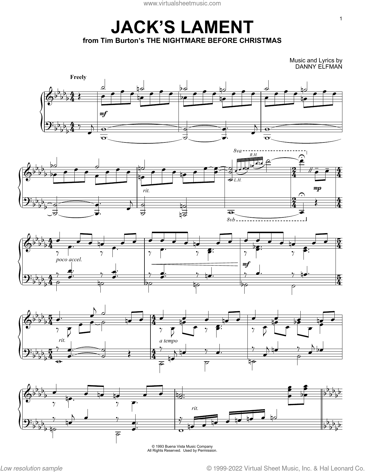 Jack's Lament (from The Nightmare Before Christmas)