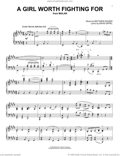 A Girl Worth Fighting For (from Mulan), (intermediate)