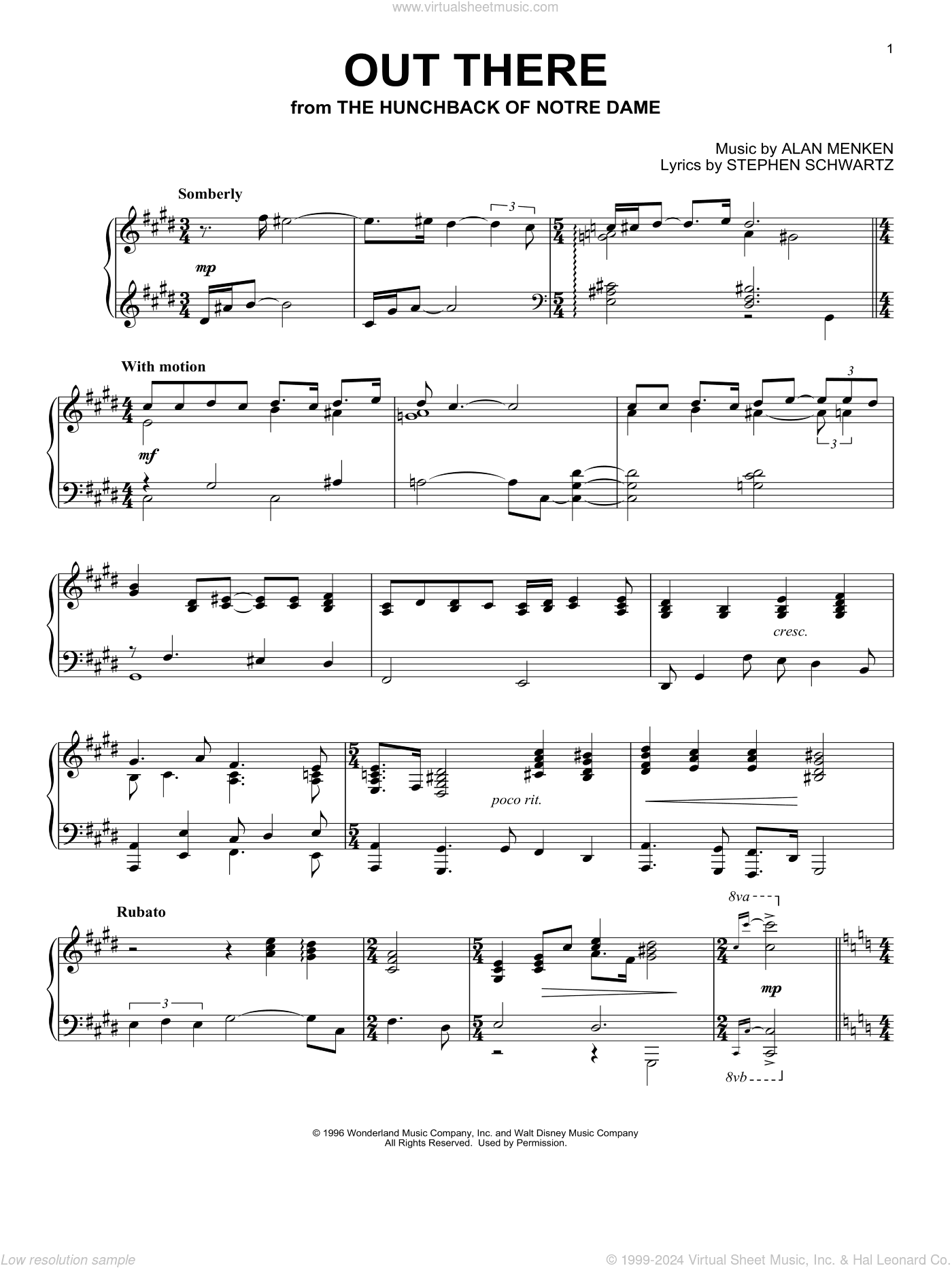 Out There (from Disney's The Hunchback Of Notre Dame)