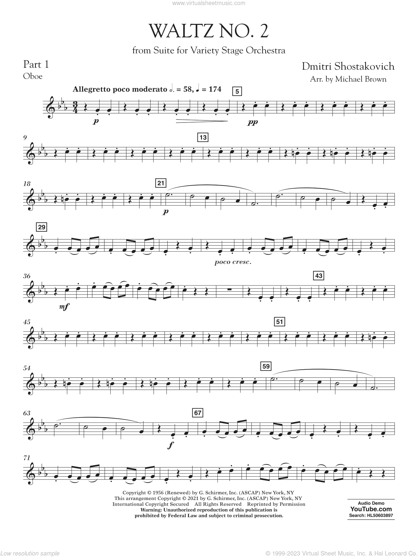 Waltz No. 2 (from Suite for Variety Stage Orchestra) (arr. Brown)