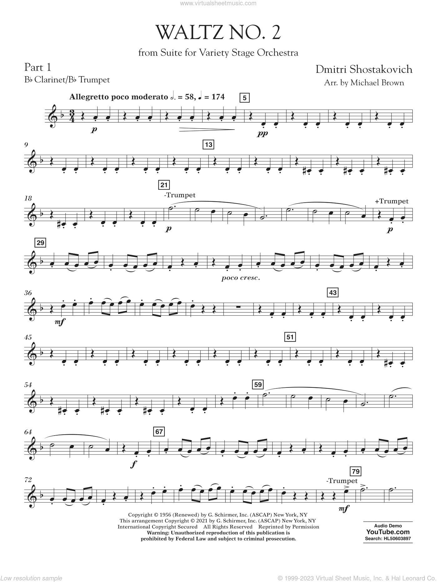 Waltz No. 2 (from Suite for Variety Stage Orchestra) (arr. Brown)